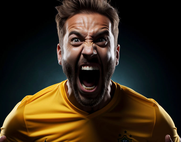 Portrait Of Soccer Game Fan Enjoying Match